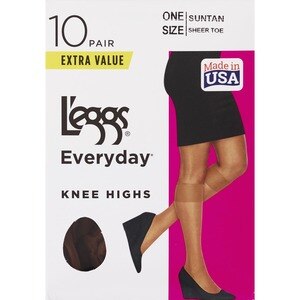 L'eggs Everyday Knee Highs One Size Sheer Toe, Suntan