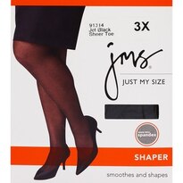 Just My Size Shaper Pantyhose Sheer Toe Size 3X Jet Black