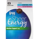 L'Eggs Sheer Energy Control Top Medium Support, Size B Suntan, thumbnail image 1 of 4