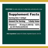 Nature's Bounty Vitamin D3  Rapid Release Softgels, 25 mcg, thumbnail image 2 of 3