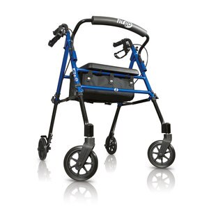 Hugo Fit Rollator Rolling Walker with Padded Seat, Backrest & Storage Bag, Pacific Blue
