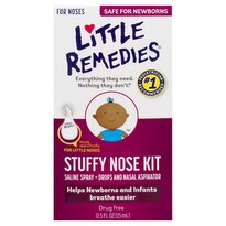 Little Remedies Stuffy Nose Kit, Saline Spray/Drops & Aspirator, 0.5 FL OZ