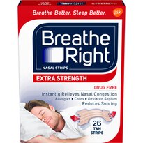 Breathe Right Nasal Strips to Stop Snoring, Drug-Free, Extra Tan, 26 CT