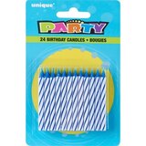 Unique Party Birthday Candles Small Blue&White Stripe, thumbnail image 1 of 3