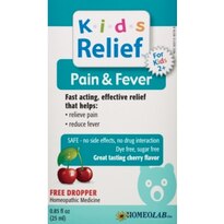 HomeoLab Kids Relief Pain & Fever Reducer, Ages 2+ Cherry Flavor