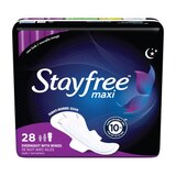 Stayfree Maxi Pads with Wings, Overnight, 28 CT, thumbnail image 1 of 1