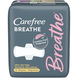 Carefree Breathe Ultra Thin Regular Pads with Wings, 16 CT, thumbnail image 1 of 1