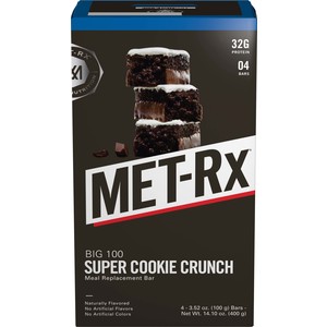 MET-RX BIG 100 SUPER COOKIE CRUNCH MEAL REPLACEMENT BAR 4PK