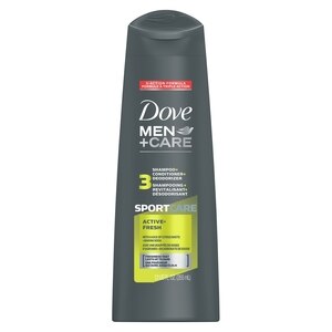 Dove Men+Care Sport+Care 3 in 1 Shampoo, Active+Fresh, 12 OZ