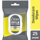 Dove Men+Care On-The-Go Active + Fresh Deodorant Wipes, 25 ct, thumbnail image 1 of 1