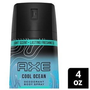 AXE Light Scents Fragrance for Men Cool Ocean Deodorant Body Spray With Essential Oils, 4 oz