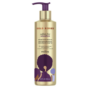 Gold Series from Pantene Sulfate-Free Shampoo with Argan Oil for Curly, Coily Hair, 8.5 OZ