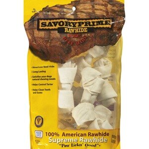 Savory Prime Rawhide 100% Beef Hide Small All White Bones Treats for Dogs