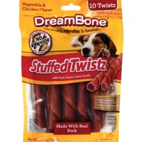 DreamBone Stuffed Twistz DogChews NonRawhide Pork10Ct/11.6oz