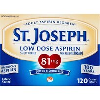 St. Joseph Low Dose Aspirin 81 MG Enteric Coated Tablets