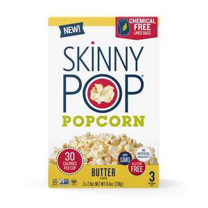 SkinnyPop Microwave Popcorn Bags, Butter, 3 CT