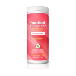 Method All-Purpose Cleaning Wipes, Pink Grapefruit, 30 CT