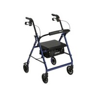 Drive Medical Walker Rollator with 6"" Wheels Fold Up Removable Back Support and Padded Seat