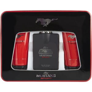 Mustang Sport Black Gift Set- Eau De Toilette Spray 3.4 OZ & Aftershave Balm 5 OZ & Shower Gel 5 OZ