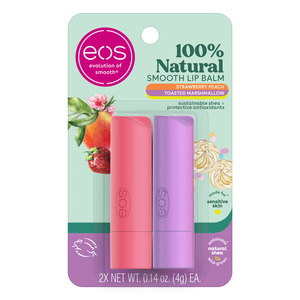 eos Super Soft Shea Lip Balm Stick - Strawberry Peach and Toasted Marshmallow 2-pack, 0.14 OZ