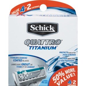 Schick Quattro Titanium Razor Blade Refills Value Pack, 6 CT