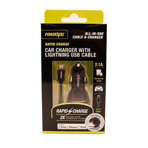 Powerxcel Car Charger with Lightning USB Cable 