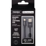 Rapid Charge Braided 10Ft Lightning USB Charge & Sync Cable, Black, thumbnail image 1 of 1