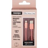 Rapid Charge Braided 10Ft Lightning USB Charge & Sync Cable, Rose Gold, thumbnail image 1 of 1