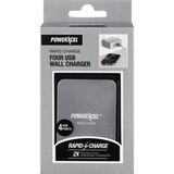 Rapid Charge 4 USB Wall Charger, Silver, thumbnail image 1 of 1