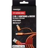 PowerXcel 2 in 1 Lightning and Micro Leather Cable, thumbnail image 1 of 1