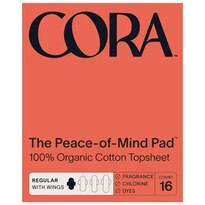 Cora Regular Ultra Thin Pads - With Organic Cotton Topsheet, 16 CT