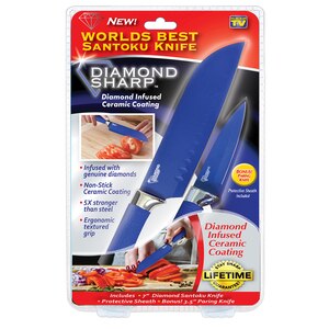 Diamond Sharp 7" Santoku Knife and 3.5" Paring Knife