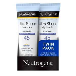 Neutrogena Ultra Sheer Dry-Touch Water Resistant Sunscreen SPF 45, 3 OZ, Twinpack