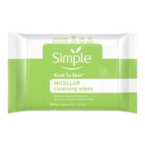 Simple Kind to Skin Waterproof Mascara Micellar Facial Cleansing & Makeup Remover Wipes for All Skin Types, 25CT, thumbnail image 1 of 1