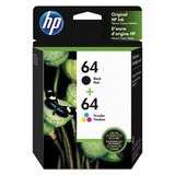 HP 64 Combo Black/Tri-Color Ink Cartridges, thumbnail image 1 of 1