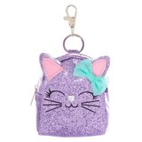 Claire's Metallic Glitter Cat Mini Backpack Keychain, thumbnail image 1 of 1