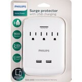 Philips Surge Protector with USB Charging, 3 Outlets, thumbnail image 1 of 1