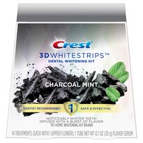 Crest 3D Whitestrips Charcoal Mint, Dental Whitening Kit, 28 Whitestrips (14 Treatments) + 1 Tube of Flavor Serum