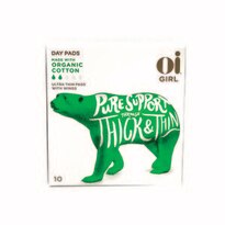 Oi Girl Organic Cotton Ultra Thin Pads with wings wrapped individually, Day 10 CT