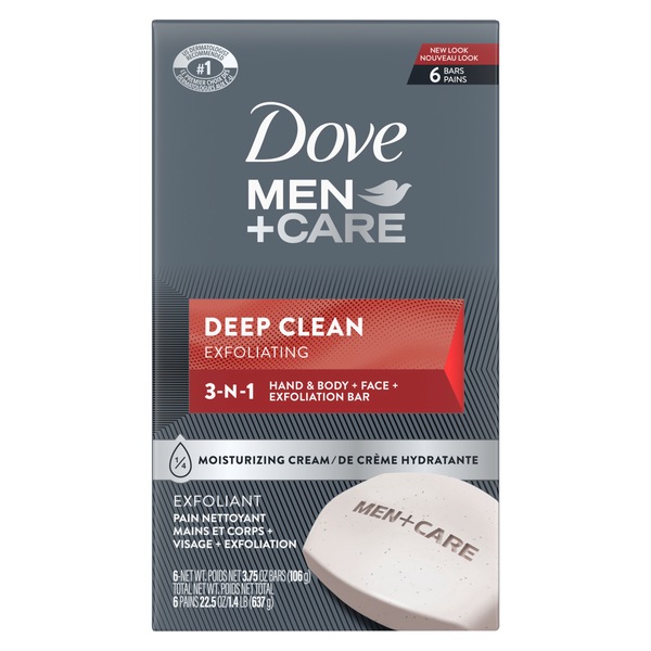 Dove Men+Care, Skin Nourishing, Deep Clean Body Soap and Face Bar More Moisturizing Than Bar Soap, 3.75 OZ