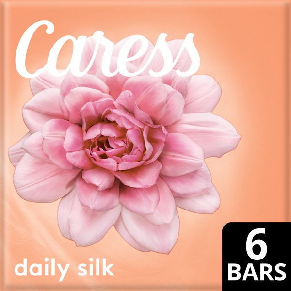 Caress Moisturizing Bar Soap Daily Silk Beauty Bar for Silky Skin, 3.75 OZ, 6 Bar