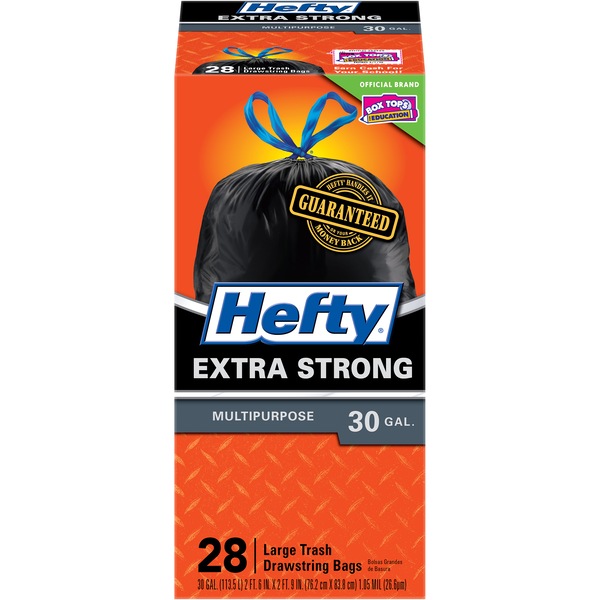 Hefty Extra Strong Multipurpose Large Trash Bags 30 Gallon, 28CT