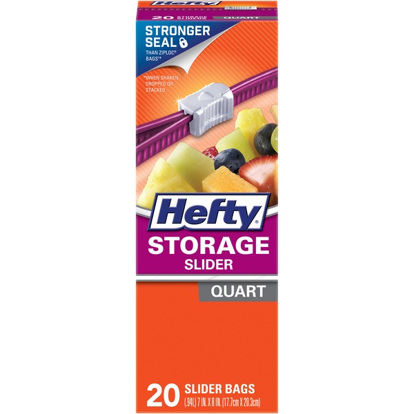 Hefty Storage Bags Easy Grip Slider Quart Size 7 In X 8 In