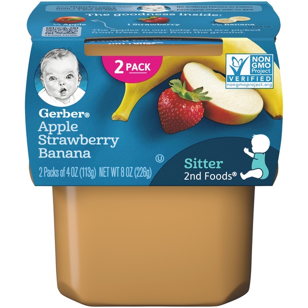 GERBER STAGE 2 APPLE STRAWBERRY BANANA 2PK