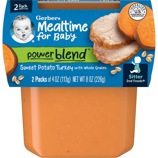 Gerber 2nd Foods Sweet Potato Turkey Dinner with Whole Grains 4 OZ Tubs, 2 CT