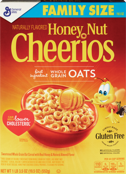 Honey Nut Cheerios Cereal, Family Size, 19.5 OZ