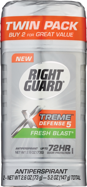 Right Guard Total Defense 5 Invisible Solid Twin Pack, Fresh Blast 5.2oz