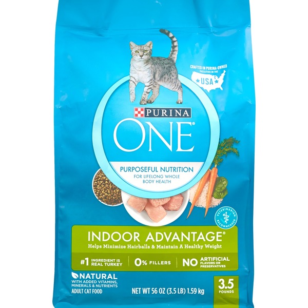 Purina ONE Indoor Advantage Natural Dry Adult Cat Food for Hairballs & Weight Control, 3.5 lb