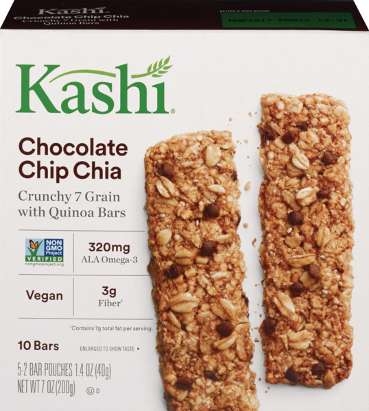 Kashi Crunchy Quinoa Bars Chocolate Chip Chia, 1.4 OZ, 2CT, 5/Pack