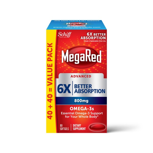 Schiff MegaRed Advanced 3x Triple Absorption Softgels, 80CT